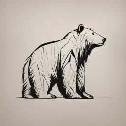 sharp lines silhouette of a bear, letterpress style, minimalistic high contrast pencil art