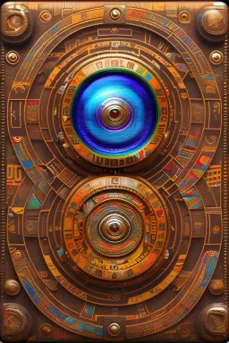 futuristic pinhole camera in Kente, rusted clocks lens, cinematic, scaffolding, african pattern symbols, engraved, 8k quality