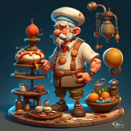 a cartoon character thirty years old confectioner , an ultrafine detailed painting by senior character artist, featured on polycount, sots art, artstation hd, 2d game art, behance hd