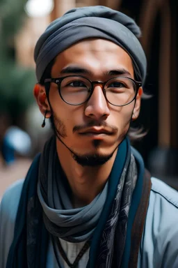 a guy with highlights wearing glasses and thats uyghur and morrocan