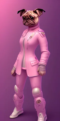 pug, pink clothes,