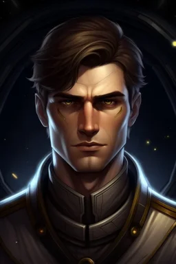 Galactic beautiful man commander deep Brown eyed darkhaired