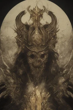 Realistic anime black metal corpsepaint god with golden crown