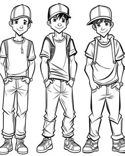 real boys cartoon coloring pages , no black color, no no flower, b/w outline art for kids coloring book page, Kids coloring pages, full white, kids style, white background, whole body, Sketch style, full body (((((white background))))), only use the outline., cartoon style, line art, coloring book, clean line art, white background, Sketch style