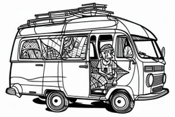 camper van life style of picasso black and white lines and doits