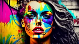 graffiti_street_art_beautiful_girl_photo_model_happy_sexy_vintage_mask_pop_art_colorful_background multi color domino salvador dali