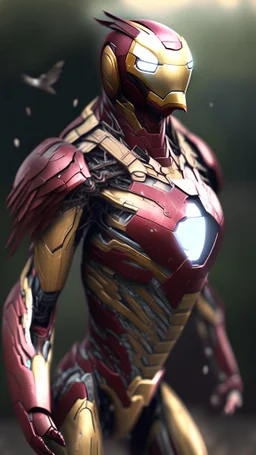 ironman become bird, ultra realistic, 4k, ultra detail, full body, full picture