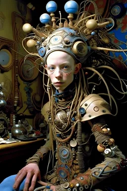 photo by tim walker : loan-blend human-alien biomorphic-animals squid indefinite head extreme wide shot head to toe portrait of weird krofft pufnstuff puppet voodoo cutie doll made of straw human nervous systems, renaissance faire alex grey hyper detailed michael cheval with a playful expression made out of mechanical parts and robot arms; cyborg details, unusual and obscure photograph by františek vobecký of a surreal scene of ghastly men, pop art, clive barker style, 300mm f/.8, raw cinematic