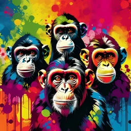 album cover with monkeys lots of colours abstract