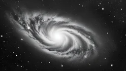 beautiful huge galaxy in background, movie 2001, photographic, black and white