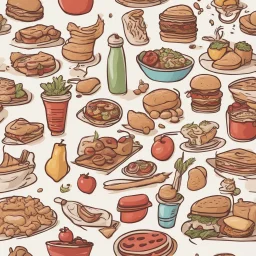 doodle of food 3d style. HD