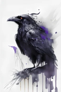 Raven illustration ink