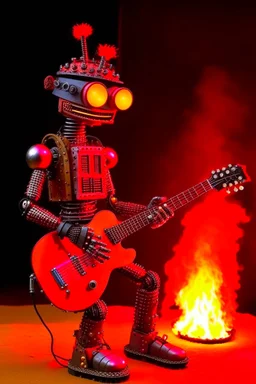 Firestarter robot hardrock with a guitar