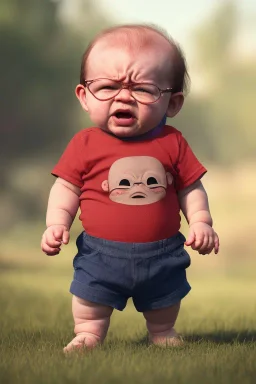 George costanza toddler, angry, full body, jump, bokeh, hyper realistic