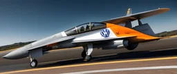 A national geographic award winning photograph of a military fighter jet station wagon wasp hybrid designed by volkswagen only one vehicle per image painted metallic orange traveling at a high rate of speed, jet intake off of front center of vehicle and jet exhaust out the rear with bright blue flame