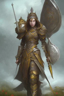 fantasy sunflower warrior queen sword