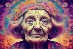 very old woman psychedelic image