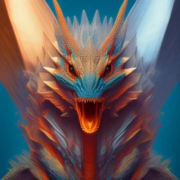 Portrait of dragon, highly detailed, color patterns on wings, soft studio lighting, background 64k