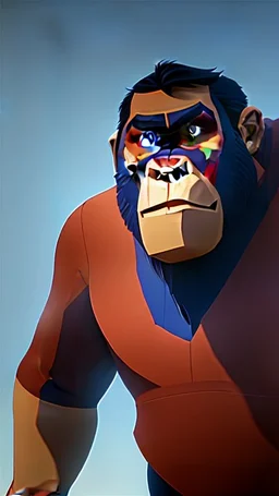 king Kong/Superman,The image should be highly detailed and have accurate lighting and shadows to create a realistic appearance. The object or scene is positioned in a visually pleasing and balanced composition,blue color wooden table, angle from above --Ambient Occlusion --Anti-Aliasing FKAA --TXAA --RTX --SSAO --OpenGL-Shaders --Post Processing --Post-Production --Cell Shading --Tone Mapping --insanely detailed and intricate --hyper maximalist --dynamic pose --photography --volumetric --ultra-