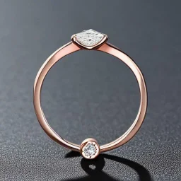 delicate thin ring with baguette diamond, knot, rose gold, thin ring