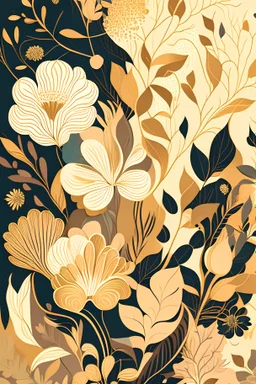 illustration featuring goldencolor palettes in floral patterns