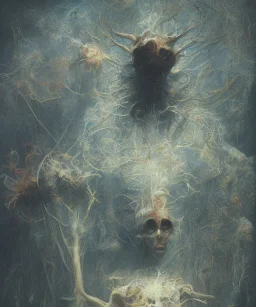 neural network. oil on canvas, beksinski, poster