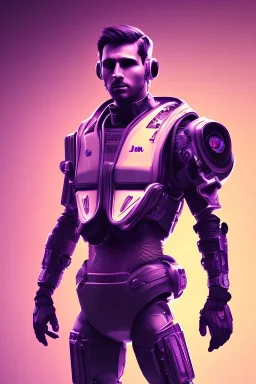 messi cute cyberpunk, purple tones, high lighting