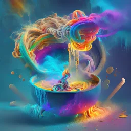 magic noodle soup that is a portal to another dimension with lots of colours and dust effects