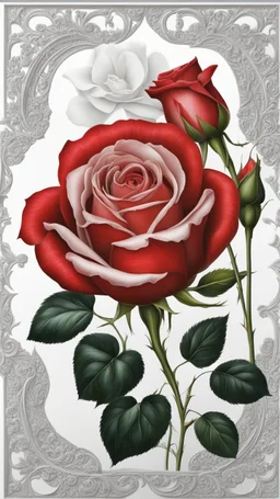 red rose around the heart, white background, intricate details, highly detailed, high details, detailed portrait, masterpiece,ultra detailed, ultra quality