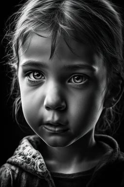 "(high resolution) (dramatic portrait), (little girl), (harsh light), ((up the nose:1.25)), (intense shadows), (contrasting tones), (close-up), (edgy expression), ((emphasized features)), striking eyes, (unique angle), (bold composition), (intense mood), ((contoured features)), (strong personality), (realistic skin texture), (professional photography), (edgy fashion), (creative makeup), ((intense gaze)), (fierce beauty), (sharp details), ((fashion model)), ((high cheekbones)), (intense highlight