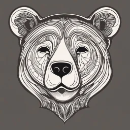 funny bear head from profile, outlined 70's cartoon style, monochromatic letterpress technique