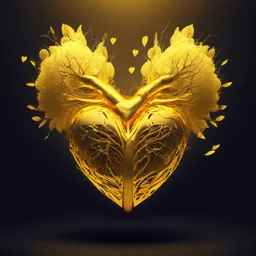 golden electric heart with tree wings