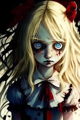 blonde girl, wonderland, horror tale