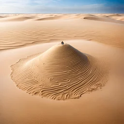 A giant pile of sand surrounded by water