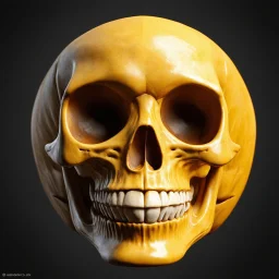 ANATOMICALLY CORRECT digital photograph of the SKULL OF A SMILEY FACE with fine line, highly detailed, high resolution, 8k 3d, vray, horrorcore,