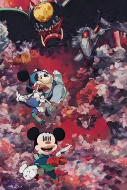 zombie mickey mouse hybrid, photorealism, movie screen capture, horror, sci-fi, retrofuturism,