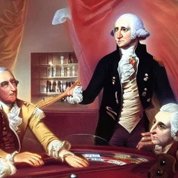 George Washington losing it all at the roulette table