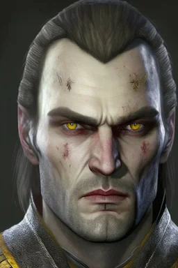 Portrait of Emhyr, from the Witcher 3 videogames, with black eyes and no beard