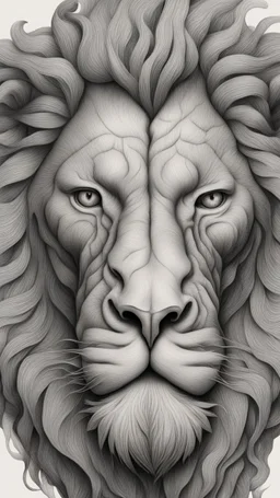 ππ§π€π’π₯π© highly detailed graphite illustration, A lion face with exaggerated anatomical features, heavily wrinkled skin, and an intense, contemplative expression. bald head, thick eyebrows, long beard merge into swirling abstract shapes. Large, expressive hands, one covering the mouth and the other gripping the forehead tensely. Mysterious, introspective, dreamlike, somewhat dark fantasy. #ππ§πart #prompt