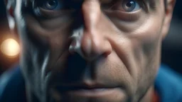 Generate a 4k hyper-realistic, HD colorful cinematic close-up photo image of a man facing the camera who dare to Believe and overcome doubt