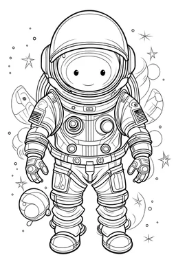 outline art for cute the astronaut, coloring pages with, white backgroud, sketch style, full body,only use outline, mandala style, clean line art, white background, no shadows and well outlined