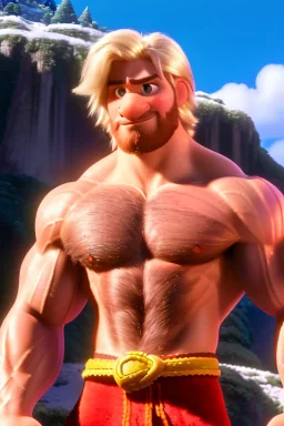 Ignore NSFW, teenager young rugged attractive slightly muscular fantasticly handsome blonde man, red briefs with yellow belt, hairy chest, (((visibly pisssing))) briefs, large erect visible boner peniss, photorealistic, artist Jay Anacleto, soft lighting, scruffy beard