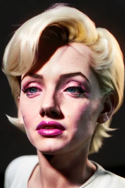 Ultra Realistic image, portrait, blonde woman, sweet Marylin Monroe face, perfect iris, glow eyes. skater waitress suit. soft color, highly detailed, unreal engine 5, ray tracing, RTX, lumen lighting, ultra detail, volumetric lighting, 3d, finely drawn, high definition, high resolution.