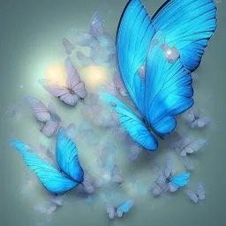 luminous pastel colors, blue butterfly