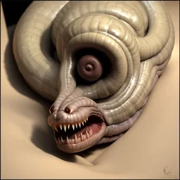 in style of Daniel Merriam, mongolian death worms, writhing, sinister, tangle, dreamscape, hyperrealism, surreal, 3D rendered, volumetric lighting.