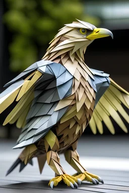 an oragami eagle in a real world