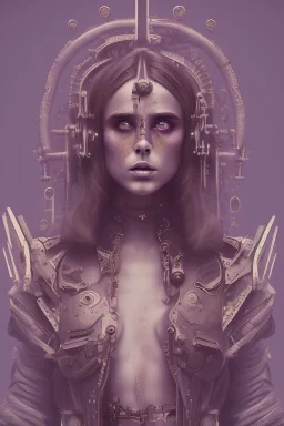 Abstract steampunk, purple tones,Danish singer MØ face,