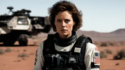 Alien, Ellen Ripley in uniform on the rover: As the small team leaves the Torrens, you can't help but feel a sense of unease. The planet is barren and desolate, and the thought of what may be waiting for you is overwhelming.