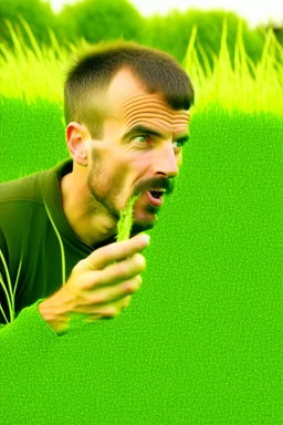 man eating grass