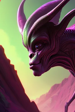 Alien Satyr, vibrant color scheme, highly detailed, sharp, romanticism, cinematic, concept art, 4k, 8k, trending on art station, purple and blue tones